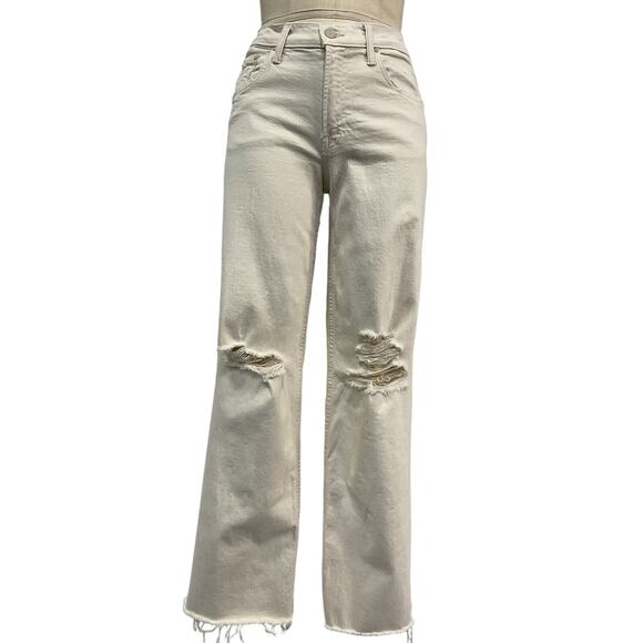 Mother 'The Down' Cream Cotton Low Spinner Heel Denim Jean Size 26 - Picture 2 of 5